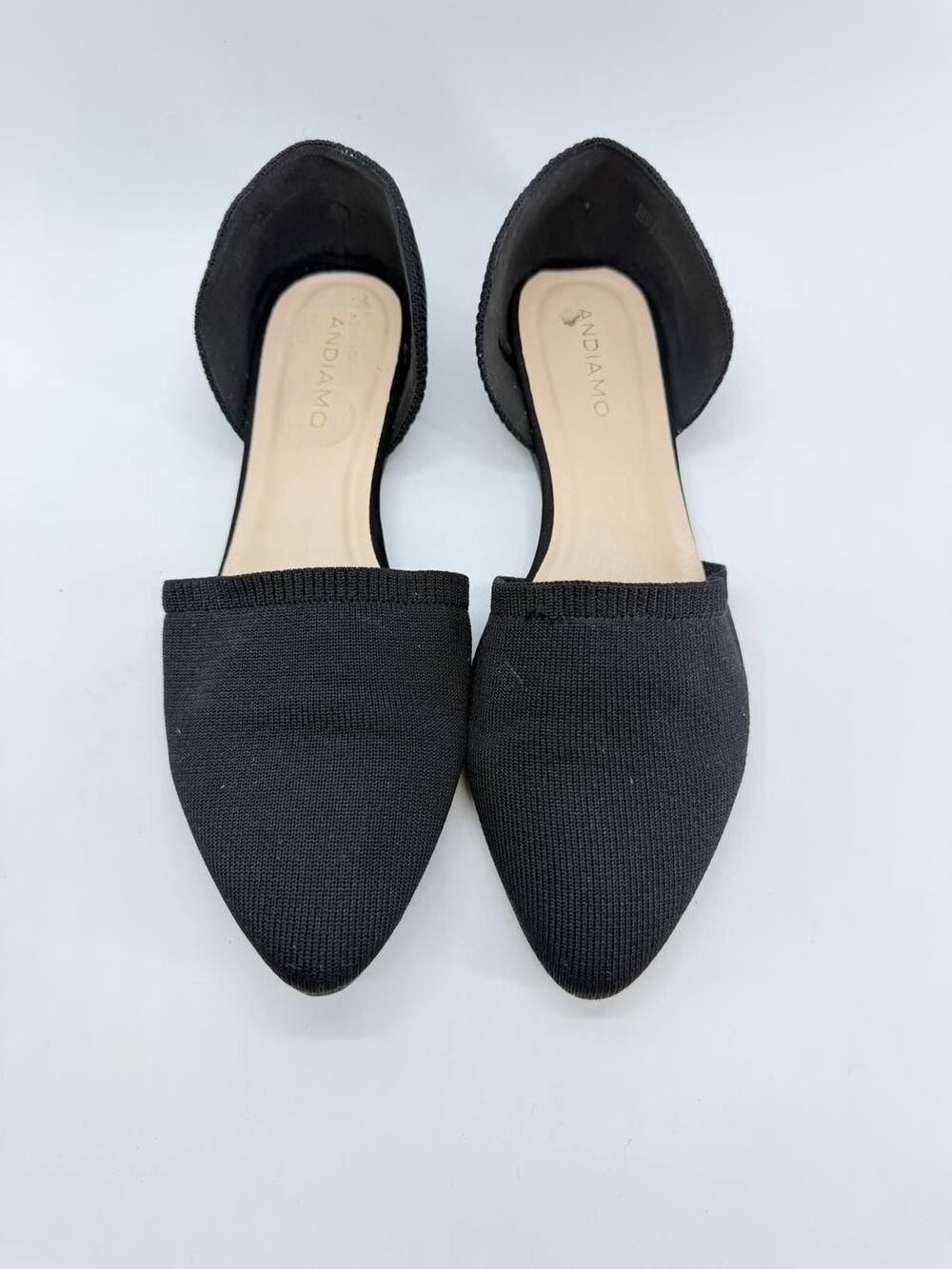 Andiamo Charlie Women’s Size 8.5 Black Knit Pointed Toe D’Orsay Flats